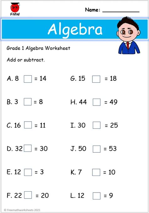Grade 1 math worksheet .